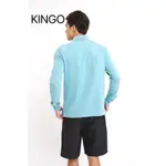 KINGO男款⭐️LOGO素面長袖POLO衫(M-4XL>)湖水藍$790-890