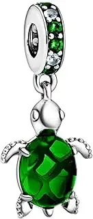 [ZURWTCH] Murano Glass Green Sea Turtle Dangle Charm Fit Women Bracelet Necklaces Fashion Gifts 925 Sterling Silver DIY Jewelry