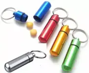 1 X Aluminium Pill Box Case Bottle Stash Container Keyring