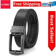 Elegant Adjustable Leather Belt with Automatic Buckle - Perfect for Men
