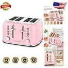Elegant 4 Slice Toaster in Pink Stainless Steel with Adjustable Browning Levels