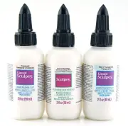 Sculpey 3 pc Lot Liquid Polymer Clay Clear & Translucent & Adhesive 2oz Bottles