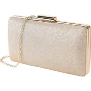 Gold Evening Bag Clutch Purse for Women and Ladies Party Handbag Crossbody Bag Brilliant with Chain for Ceremony Wedding Bride (Gold)