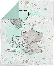 UNIQUE Mint Elephant Fabric Panel 29x39in, Quilting Panel, Baby Quilt Panel, Cotton Baby Panel, Blanket Panel, Sateen Cotton Fabric Panel for Quilting, Mint, Grey