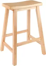 Satori Saddle Seat Counter Stool, 24-Inch, Natural Finish, Solid Wood, Transitio