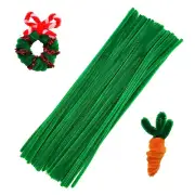 100 Pieces Christmas Green Pipe Cleaner Craft Set,Thick Fuzzy Chenille Stem Pipe