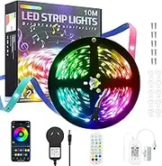 ALITOVE 32.8ft LED Strip Light Kit RGB IC Bluetooth LED Light Strip Color Chasing Music Sync LED Lights for Bedroom Flexible LED Tape Light for PC Desk TV Backlight DIY