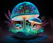 Magic Mushroom UV tapestry, Blacklight Reactive Psychedelic Tapestry, Trippy Art