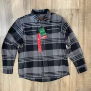 Orvis Shirt Mens Medium Flannel Gray Plaid Heavy Weight Outdoor Pockets Shacket