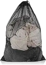 Mesh Laundry Bags, 23 x 34 Inches Heavy Duty Mesh Laundry Bag, Large Laundry Drawstring Bag for College, Dorm, Travel, Family and Apartment Dwellers, 2 Pack, Black