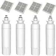 4X LT800P Fridge Water Filter + 4X LT120F Pure Fresh Air Filter Compatible with LG LT800PC ADQ73613401 ADQ73613401-S ADQ73613402 ADQ73613403 GF-5D712SL GF-5L712PL GL-5D712SL GF-5D906SL LMXC23746S
