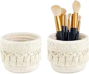 2 Pack Cotton Rope Desktop Organizer,Makeup Brush Holder,Mini Storage Basket, Desktop Woven Baskets,Pen Holder,for Office,Home,Dressing Table
