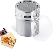 Icing Sugar Shaker,Chocolate Shaker for Cappuccino,Flour Shaker with Lid,Cocoa Spice Powder Shaker,Coffee Icing Sugar Shaker Duster,Stainless Steel Flour Dredger,for Kitchen Restaurant,Camping