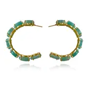 Culturesse Jemila Natural Chalcedony Gemstones18K Gold Plating Hoop Earrings
