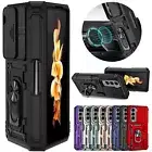 For Samsung Galaxy Z Fold6/5/4 Heavy Duty Stand Pen Holder Case Slide Lens Cover