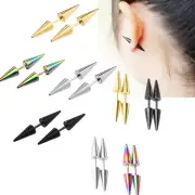 Punk Rock Double Side Spike Rivet Earrings Stainless Steel Ear Stud Accessories