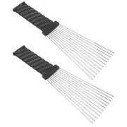 2 Pcs Hair Comb Pick Wide Hair Brush Metal Pick Comb Slick Styling Hair Brush