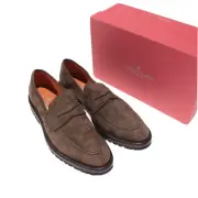 Andrea Ventura NWB Split Toe Penny Loafers Size 46 13 US In Solid Brown Suede