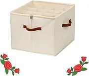 Anowadays Fabric Shoe Organizer Storage Box,Multifunctional Clost Storage Organizer,With 16 Individualcompartments and Adjustable Dividers and Clear Cover,Bedrooms, Laundry Rooms, Garages (Beige)