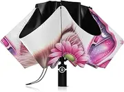 [RPLIFE] Umbrella for Rain, Lightweight Durable Automatic Open/close Umbrella for Women, Travel Umbrellas for Rain, Wind and Sun, Cute Butterfly Cat Floral