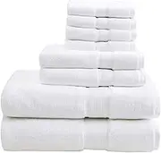 Madison Park Signature 800GSM 100% Cotton Luxurious Bath Towel Set Highly Absorbent, Quick Dry, Hotel & Spa Quality for Bathroom, Multi-Sizes, White 8 Piece