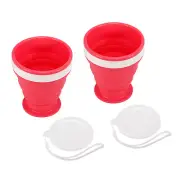 2pcs Collapsible Water Bottle, 200mL Travel Folding Cup for Camping, Rose Red