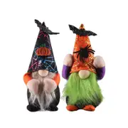 Catzon 2 Pcs Halloween Gnomes Plush Dolls Spider Pumpkin Handmade Ornaments