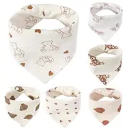 Kuehssn Baby Bibs for Drooling and Teething - Burp Towels Kid Burp Cloth - Absorbent Toddler Bibs Animal Print Kid Eating Apron for Baby Aged 0-2 Years Old, A, Refer to description