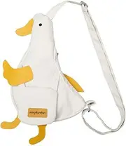 [Lifenova] Cute Cartoon Duck Bag Unisex Funny Animal Shoulder Bag Cute Cartoon Chest Wallet Novelty Bag Unique Canvas Satchel Messenger Bag
