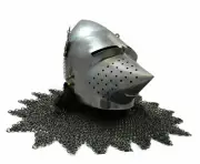 Medieval Hounskull Collection Bascinet Visor Helmet With Chainmail 18 Gauge