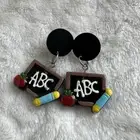 Kawaii Teacher Appreciation Gift Chalk Board Drop Dangle Earrings Handmade