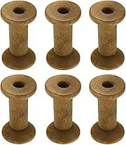 uxcell 6Pcs Wooden Bobbins, 0.87" x 1.57"(WxH) Unfinished Wooden Spools Wire Weaving Bobbins Empty Thread Spools for Crafts DIY Art Embroidery Sewing Thread Twine, Camel