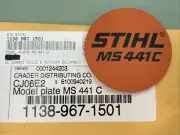 NEW GENUINE STIHL 1138-967-1501 Model Plate MS441C