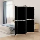4-Panel Room Divider Black 200x200 cm Fabric Privacy Screen Folding Partit 50233