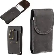 HUAZHIMAO Leather Phone Holster for iPhone 15 Pro Max iPhone 15 Plus iPhone 14Pro Max Men Holster Case with Belt Clip Belt Loop Pouch Cell Phone Holder for Belt (Grey)
