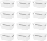 12 Pack Storage Bins, Plastic Storage Containers with Lids, Stackable Closet Org