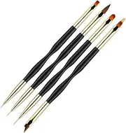 4pcs Nail Art Pen Set Double Ended Brush for Manicure Black Painting Tools for Fine Nail and Personal Use Easy to Handle for Dotting and Detailing
