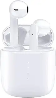 Wireless Earbuds Bluetooth 5.0 Headphones with Charging Case, IPX8 Waterproof, 3D Stereo Air Buds in-Ear Ear Buds Built-in Mic, Open Lid Auto Pairing for Android/Samsung/Apple iPhone (White)