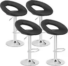 Height Adjustable Bar Stools Set of 4, Swivel Counter Stools W/Hollow Back & Foo