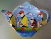 MAXWELL & WILLIAMS SUE JANSON PORCELAIN TEA BAG TIDY FABULOUS FOUR x4 MINT SJ509