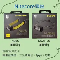 在飛比找蝦皮購物優惠-【凹豆咖】Nitecore NU25 UL NU25 400