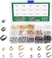 Keadic 750Pcs 5 Color Metal Pinch Clip Snap Bail Assortment Set with Plastic Case, 3 Sizes Clasp Dangle Bead Necklace Pendant Connector Findings Charm Connection for Jewelry Making