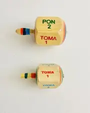 2 Wood Toma Todo Pirinola Mexican Traditional Toy Tomatodo