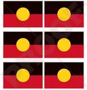 Australia Aboriginal, Australian Aborigines Flag 1.6" (40mm) Vinyl Bumper-Helmet Stickers, Decals x6