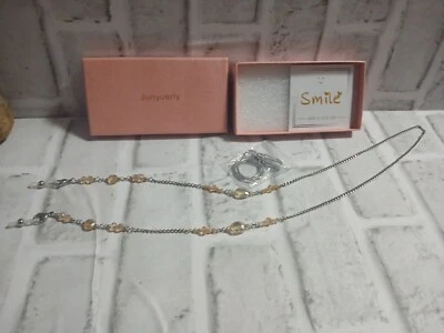 Junyuerly Silvertone And Champagne Colored Lanyard/Keychain/Eyeglass Holder...