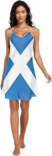 [RPLIFE] Scotland Saint Andrews Cross Flag Women Full Slips, V Neck Sleeveless Night Shirts for Women, Small