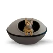 K&H PET PRODUCTS UNHEATED KITTY MOD DREAM POD CAT BED - GRAY/BLACK
