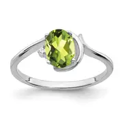 14k White Gold 7x5mm Oval Peridot A Real Diamond ring