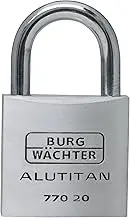 Burg-Wächter Padlock with Key, Padlock, 3.5 mm Shackle Thickness, Solid Aluminium Body, Rustproof Interior, 2 Keys, Alutitan 770 20 SB, Aluminium