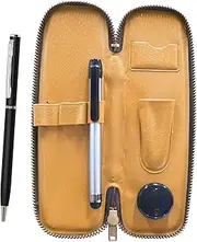 S-ALST-PD04-B Zipper Compact Pen Case, Metal Touch Stick Silver and Slim Swivel Ballpoint Pen Set, Black